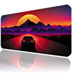 ilyuka 90x40cm Professional Gaming Mousepad XXL Büyük Boy Dikişli Kenar Kaymaz Taban MP489040 Car Ride