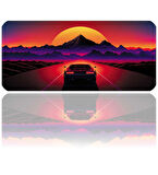 ilyuka 90x40cm Professional Gaming Mousepad XXL Büyük Boy Dikişli Kenar Kaymaz Taban MP489040 Car Ride
