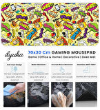 ilyuka Mouse Pad 70x30 cm Büyük Boy XL Gaming Mousepad MP527030 Kaymaz Kauçuk Taban Dikişli Kenar Funny Figures