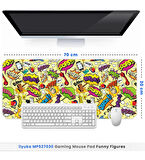 ilyuka Mouse Pad 70x30 cm Büyük Boy XL Gaming Mousepad MP527030 Kaymaz Kauçuk Taban Dikişli Kenar Funny Figures
