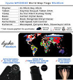 ilyuka 90x40cm Professional Gaming Mousepad XXL Büyük Boy Dikişli Kenar Kaymaz Taban MP539040 World Map Flags