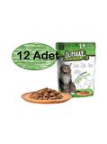 Jungle 12 Adet Pouch Tavuk Eti Parçalı Soslu Yetişkin Kedi Konservesi 100gr