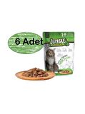 Jungle 6 Adet Pouch Tavuk Eti Parçalı Soslu Yetişkin Kedi Konservesi 100gr