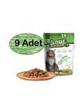 Jungle 9 Adet Pouch Tavuk Eti Parçalı Soslu Yetişkin Kedi Konservesi 100gr