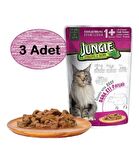 Jungle 3 Adet Pouch Sığır Eti Parçalı Kısırlaştırılmış Kedi Konservesi 100gr