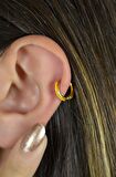 Turuncu Mineli Çelik Halka Piercing Tragus Helix Kıkırdak