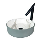 PURE FARALYA 40 CM MAT GRİ CALACATTA TEZGAH ÜSTÜ ÇANAK LAVABO