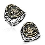 Gümüş La İlahe İllallah Yazılı Tuğra Erkek Yüzük