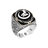 Gümüş Hilal Bozkurt Oval Erkek Yüzük