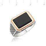 Gümüş Siyah Taşlı Erkek Yüzük