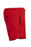 Kırmızı Su İtici Özellikli Naylon Kumaş Düz Renk Basic Erkek Plaj Deniz Şort Mayo - 540-Kırmızı 
