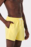 Sarı Su İtici Özellikli Düz Renk Basic Erkek Plaj Deniz Şort Mayo - DG300-Sarı