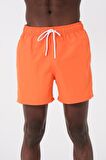 Turuncu Su İtici Özellikli Düz Renk Basic Erkek Plaj Deniz Şort Mayo - DG300-Turuncu