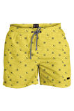 Su İtici Özellikli Dijital Baskılı Erkek Plaj Deniz Şort Mayo - 0204-Sarı