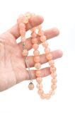Gümüş Kaplama Kamçılı Küre Kesim Açık Pembe Sıkma Kehribar Tesbih
