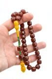 Dabbas İmzalı Fıçı Kesim Kahverengi Sıkma Kehribar Tesbih İri Boy