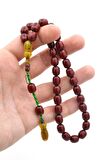 Dabbas İmzalı Beyzi Kesim Bordo Sıkma Kehribar Tesbih 001