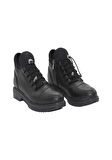 Mergenshoes S110 Siyah Cilt Bağcıklı Kadın Kışlık Bot