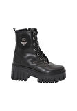 Mergenshoes 3088 Siyah Fermuarlı Bağcıklı Kadın Bot