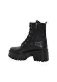 Mergenshoes 3089 Siyah Fermuarlı Bağcıklı Kadın Bot