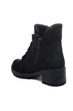 Mergenshoes Bf088 Siyah Süet Bağcıklı Kadın Bot