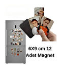12 Adet 6x9 cm Kişiye Özel Resimli Buzdolabı Magneti