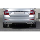 Skoda Octavia A7 Krom Arka Difüzör 2013-2019 3 Parça Paslanmaz Çelik