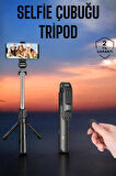Tripod Kablosuz Bluetooth Bağlantılı Selfie Çubuğu 360 Derece Dönebilen