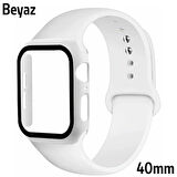 ALLY Apple Watch 4-5-6 40mm Silikon Kordon Kayış ve Ekran Koruyucu Kılıf-(5775)