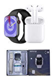 Akıllı Saat Gümüş Kasa Bluetooth Kulaklık Hediyeli Çok Fonksiyonlu İkili Set