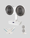 720° Döner Çift Taraflı Masaüstü Vantilatör – USB Şarjlı Sessiz Fan