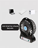 Şarjlı USB Fan – Masaüstü Mini Vantilatör Taşınabilir Işıklı 3 Kademeli 