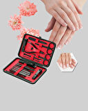17 Parçalık Deri Kaplamalı Manikür Seti