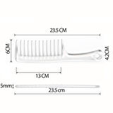 HSNET Geniş Dişli Kristal Şeffaf Masaj Etkili Saç Açma Tarağı