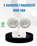 Sessiz Çalışan USB Şarjlı Çift Kafalı Masaüstü Fan – Ev ve Ofis İçin