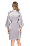 Markano  Gri Kısa Saten Bride Sabahlık
