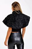 Markano Siyah Broşlu Kürk Etol Bolero