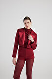 Markano Camila Crop Blazer Ceket Bordo