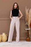Kadın Yüksek Bel Pileli Palazzo Pantolon