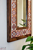 Etnik Temalı - Desenli Mermer Dekoratif Ayna - 34x44 cm - 001.1