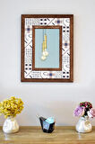 Patchwork Temalı - Desenli Mermer Dekoratif Ayna - 34x44 cm - 006.1