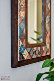 Mandala Temalı - Desenli Mermer Dekoratif Ayna - 34x44 cm - 015.1
