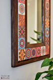 Mandala Temalı - Desenli Mermer Dekoratif Ayna - 34x44 cm - 019.1