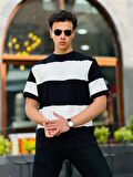 Miron İki Renk Kısa Kollu Tişört Oversize-Siyah-Beyaz