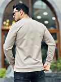 Yarım Fermuarlı Kolej Yaka Sweatshirt Regular Fit-Bej