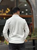 Miron Beyaz Pike Dokulu Kumaş Gömlek Yaka Cepli Regular Fit Ceket