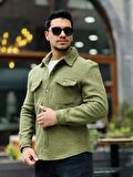Miron Haki Kıvırcık Dokulu Kumaş Gömlek Yaka Cepli Regular Fit Ceket