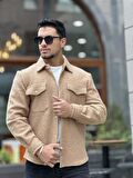 Miron Kamel Kıvırcık Dokulu Kumaş Gömlek Yaka Cepli Regular Fit Ceket