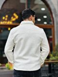 Miron Beyaz Kıvırcık Dokulu Kumaş Gömlek Yaka Cepli Regular Fit Ceket