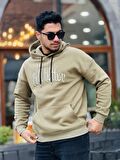 Miron Haki Fell Better Nakışlı Kapşonlu Üç İplik Oversize Sweatshirt